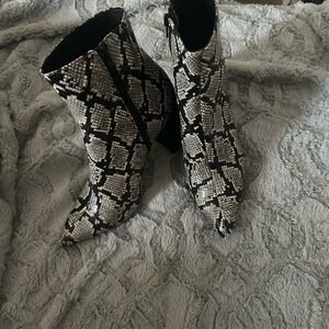 Snakeskin Patterned Ankle Boots